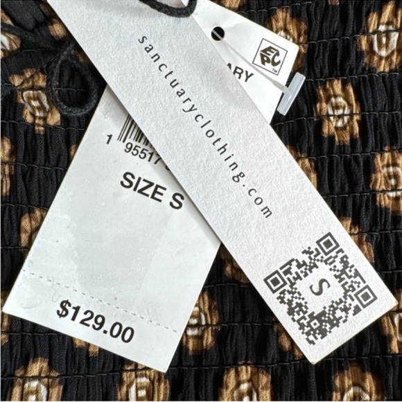 SANCTUARY Long Sleeve Mini Dress, Smocked Top, Hidden Rear Zipper, Size S. - Picture 10 of 14